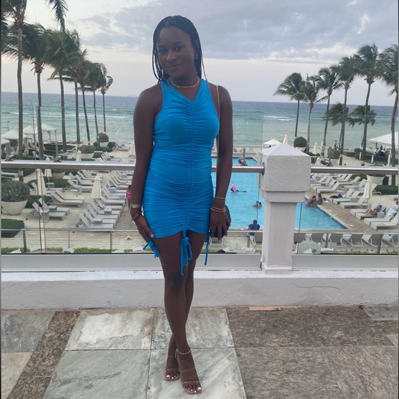 Racerback Ruched Drawstring Dress - Picture 2 of 2